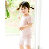 Vaenait Kids Short Sleeve Sleepwear Pajamas 2pcs Set Shirring Greypink