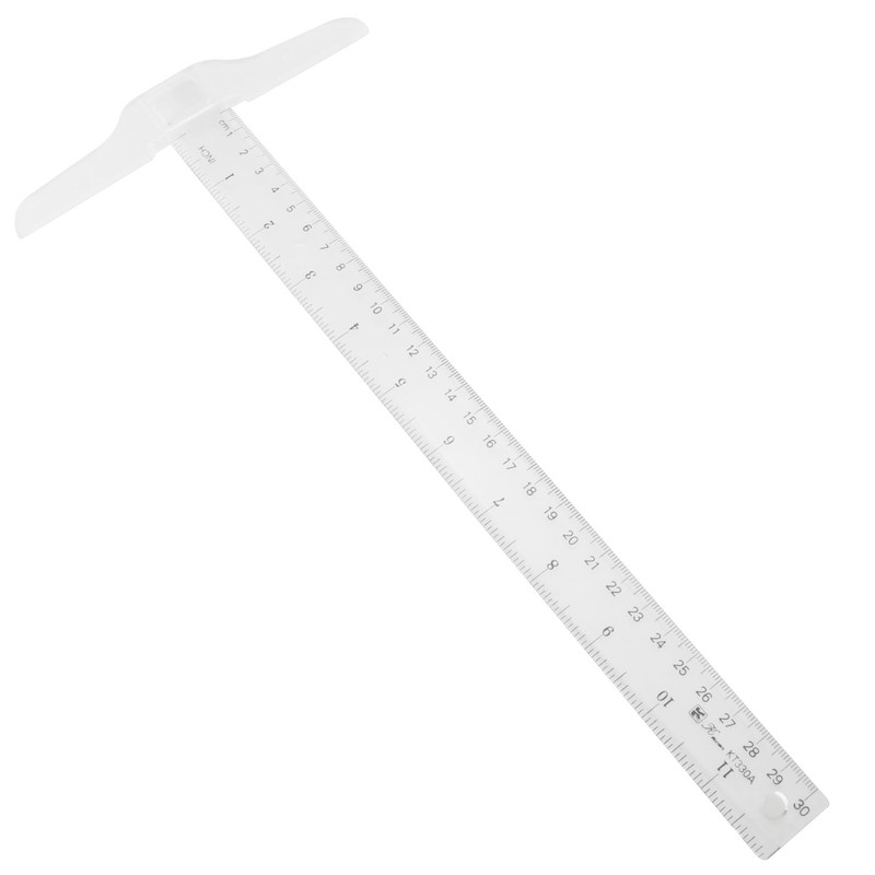 RLECS Plastic Transparent T Ruler T-Square 30cm / 12" Double