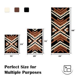 Tyrot Black Boho Bathroom Rugs Non Slip Washable Western Aztec Bath Mats Rugs for Bathroom Floor Fluffy Plush Soft Absorbent Farmhouse Carpet for Bathroom Shower, Kitchen, Entryway, 20x32 inch, Brown