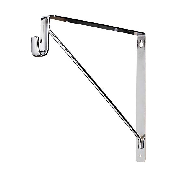Hardware Resources Chrome Shelf Bracket with Rod Support for Oval Closet Rods