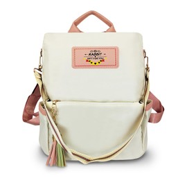 FuninCrea Women's Anti-Theft Travel Backpack with 2 Zip Pockets, Waterproof Backpack, Large Backpack, Elegant with Removable Shoulder Strap and Carry Handle, White