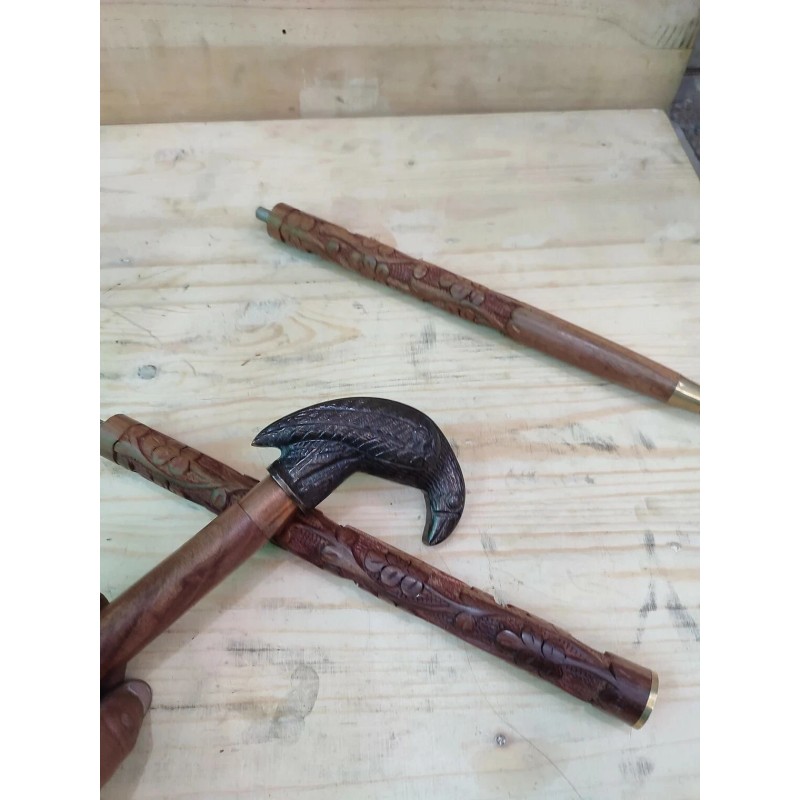 HEAD Antique Style Brass Raven Black Crow Head Handle For