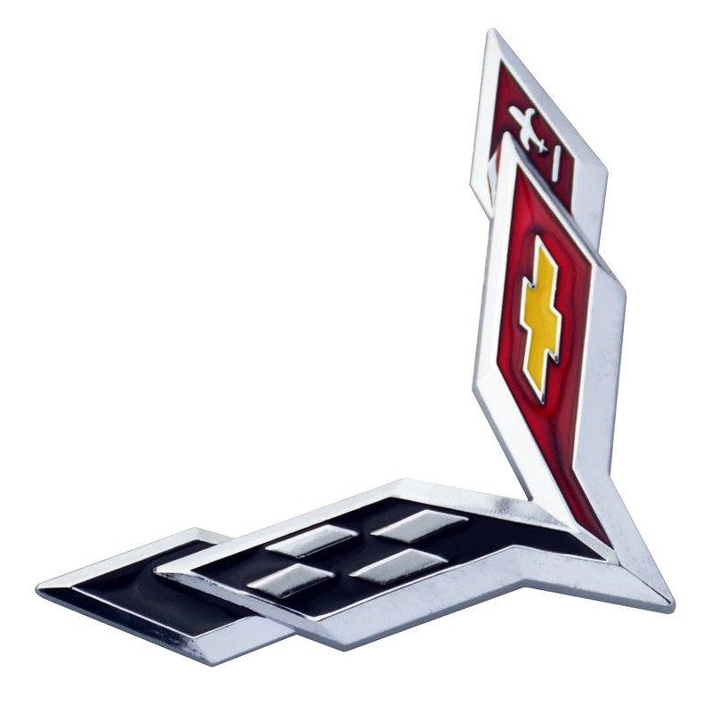Pair Set Corvette C7 Emblem 3D Metal Badge Cross Flag