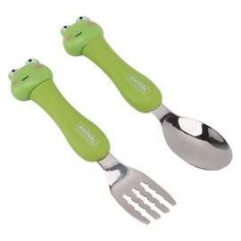 Juegos de Utensilios para Niños Pequeños de Dibujos Animados, Cubiertos de Utensilios para Niños de Acero Inoxidable PP con Caja de Almacenamiento, Juego de Cuchara y Tenedor