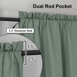 Lecloud Bessie Light Filtering Curtains 54 Inch Length, Faux Linen Airy Curtains for Bedroom Windows, Window Treatment Curtains with Dual Rod Pocket (Each 30 W x 54 L, 2 Panels Set, Sage Green)