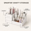 White Plastic Makeup Organizer with Drawers and Compartments