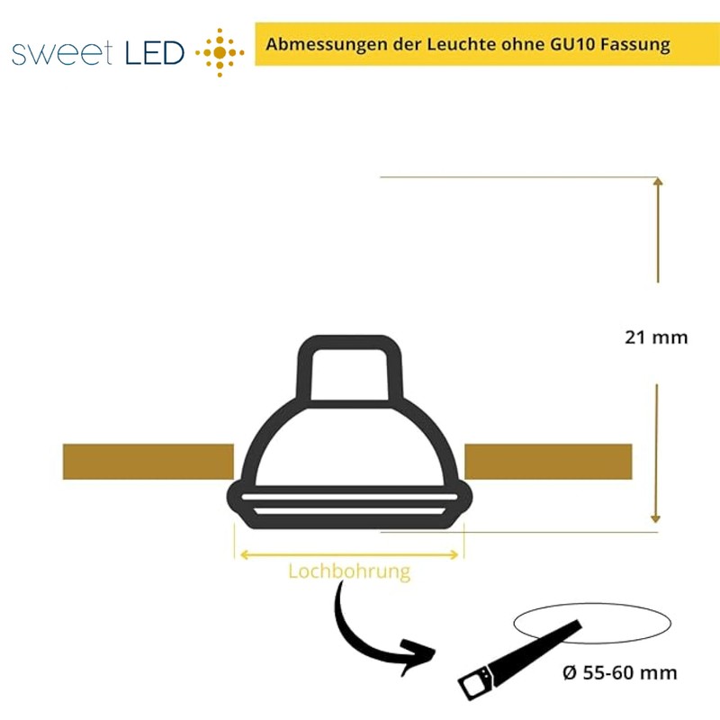 Sweet Led Flat Recessed Light 12 V IP44 Furniture Recessed