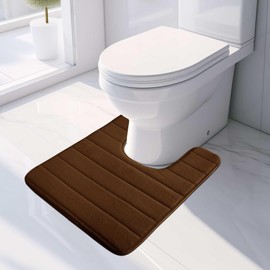 MI CASA Absorbent WC Toilet Rug Non-Slip U Shape Bath Mat Extra Soft Toilet Mat Pedestal Mat, Memory Foam Bathroom Toilet Mat for Floor, Quick-drying Machine-Washable, 50 x 60 cm (Brown)