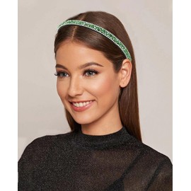 Wecoe Green Rhinestone Headband Women Comb Headband with Teeth Bling Sparkly Beaded Headband Non Slip Fashion Hair Band Birthday Holiday Homecoming Hair Accessories For Women Girls Gifts