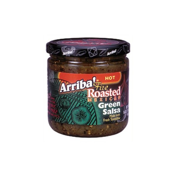 Arriba! Fire Roasted Green Salsa, Hot, 16-Ounce Jars (Pack of 3)