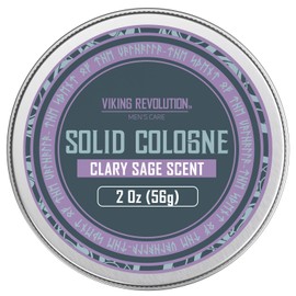 Viking Revolution Clary Sage Mens Solid Cologne Men 2 Oz - Men Solid Perfume with Clary Sage Cologne for Men - Balm Cologne for Mens Cologne Balm Travel Cologne Wax (1 pack, Clary Sage)