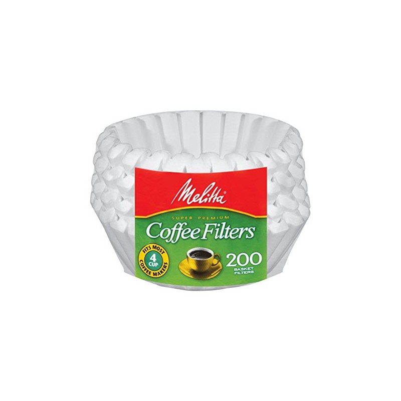 Melitta Junior 4-6 Cup Basket Coffee Filters, White, 200 Count