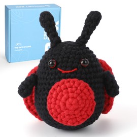CrochetBox Crochet Kit for Beginner, Ladybug Easy Learn How to Crochet Stuffed Animals Amigurumi Gift for Adults and Kids(12+), Knitting Set with Yarn Hook Stitch-by-Stitch Video Tutorial