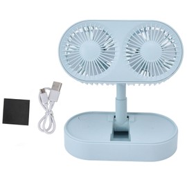 Desktop Double Fan Dual Motor 135° Angle Adjustable Handheld Fan Three Levels Adjustable Low Noise Operation Fan for OfficeBlue