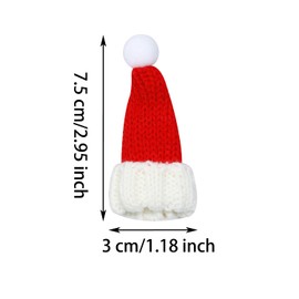 PENTA ANGEL Mini Knitting Christmas Hats 10Pcs Tiny Wool Yarn Doll Santa Hats for Wine Bottles Xmas Tree Decoration Snowman Craft DIY (10, Red, 3×7.5cm)