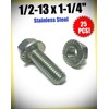 Package of 25 (pcs) 1/2-13 x 1-1/4" Stainless Steel Hex