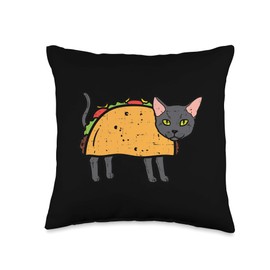 Black Cat Taco Funny Owner Cinco De Mayo Mexican Pet Lover Throw Pillow