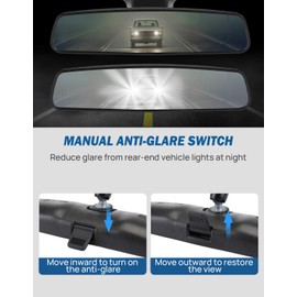 JOYTUTUS Rear View Mirror, Panoramic Convex Rearview Mirror, Universal Fit Type, Interior Wide Angle Rear View Mirror to Reduce Blind Spot Effectively for Car