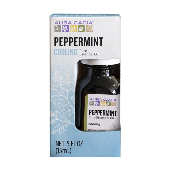 Aura Cacia 100% Pure Peppermint Essential Oil, 100% Pure Therapeutic Grade, 15 ml in Box, Mentha piperita