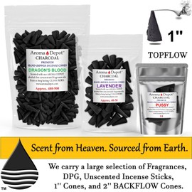 1'' Unscented 100 Charcoal Incense Cones - Ideal for Incense Making, Add Any Aroma Depot Fragrance Oil to Make Your own Scented Cones. (Approx. 80-100)