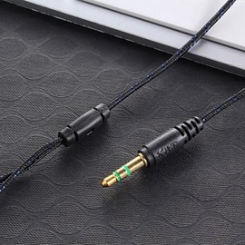 Unbranded/Generic Black In-Ear Earbuds Stereo Tangle Free Braided Cable Cord Quality Sound Bass