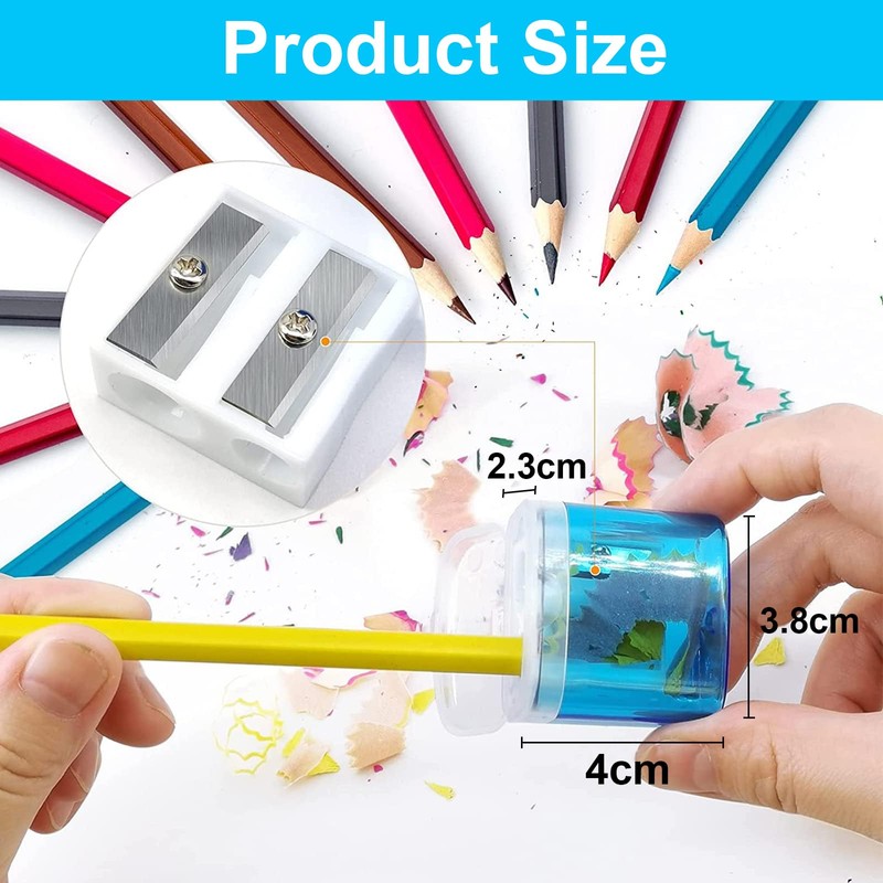 DOETYD 4pcs Pencil Sharpener 4 Color Dual Holes Manual Sharpener