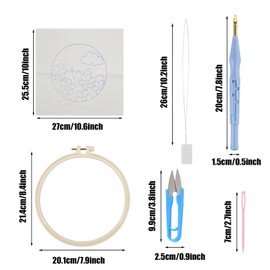Allazone 3 Set Punch Needle Embroidery Starter Kits, DIY Craft Punch Needle Kits with Flower Pattern, Plastic Hoop, Yarn, Embroidery Handle Needle Pen and Instruction