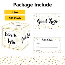 Onmlkkd Raffle Box with 100 Raffle Tickets Gold Ballot Box with Slot Enter to Win Cards Suggestion Box Donation Box Collection Box