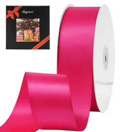 LIUYAXI Hot Pink Stain Ribbon, 2" X Continuous 50 Yards, Double Faced Fabric Ribbon Perfect for Gift Wrapping Wedding Birthday Party Chair Sash Christmas Hair Floral Craft Sewing