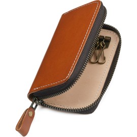 Leather Lion Key Case, Men's Smart Key Case, Genuine Leather, Key Case, Leather Sommelier, YKK Zipper, 5 Layers, Card Storage, Camel