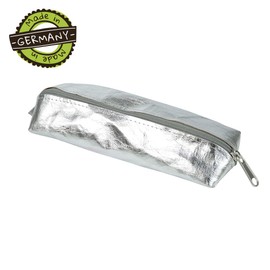 BIOZOYG TED Pencil Case Size M Made of Washable Paper 0.55 cm Thick I Sustainable Case for Pens Ballpoint Pen Fountain Pen I Pencil Case in Leather Look Metallic Silver