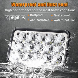 4x6 LED lights 4pcs 45W LED lights Rectangular H4651 H4652 H4656 H6545 Compatible with Peterbilt KW Kenworth Freightliner Chevy Oldsmobile Cutlass