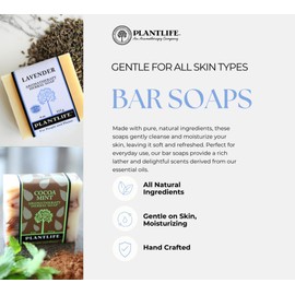 Plantlife Lavender 3-pack Bar Soap - Moisturizing and Soothing Soap for Your Skin - Hand Crafted Using Plant-Based Ingredients - Made in California 4oz Bar