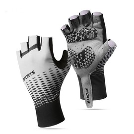 BSLVWG Half Finger Cycling Gloves, Gel Padded Cycling Gloves, Non-Slip, Shock-Absorbing Hand Protect, Fingerless Summer Bicycle Short Gloves for Road Bike, MTB, Men, Women (Grey, L)