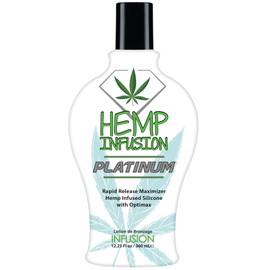 Hemp Infusion Platinum Tanning Bed Lotion, Indoor tanning lotion sun tanning lotion. Best Accelerator Best dark tanning lotion. No Bronzer, No Tingle, No Staining or Streaking. Natural browning lotion