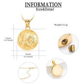 QGJNSGC Sun Moon and Mountain Pendant Urn Necklace for Ashes Cremation Jewellery for Ashes Keepsake Memorial Funeral Gifts, Stainless Steel