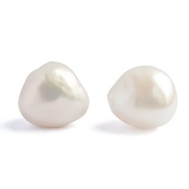 Richight Sterling Silver, Approx. 0.2 - 0.5 inches (6 - 12 mm), Freshwater Baroque Pearl Stud Earrings, Simple, Women's, 925, Cute, Pearl, Small Earrings, Silver, Pearl
