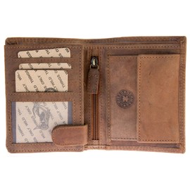 FLW-Wild Genuine Leather Wallet Without Fabric Lining (made just from a cowhide) with a Motorbike