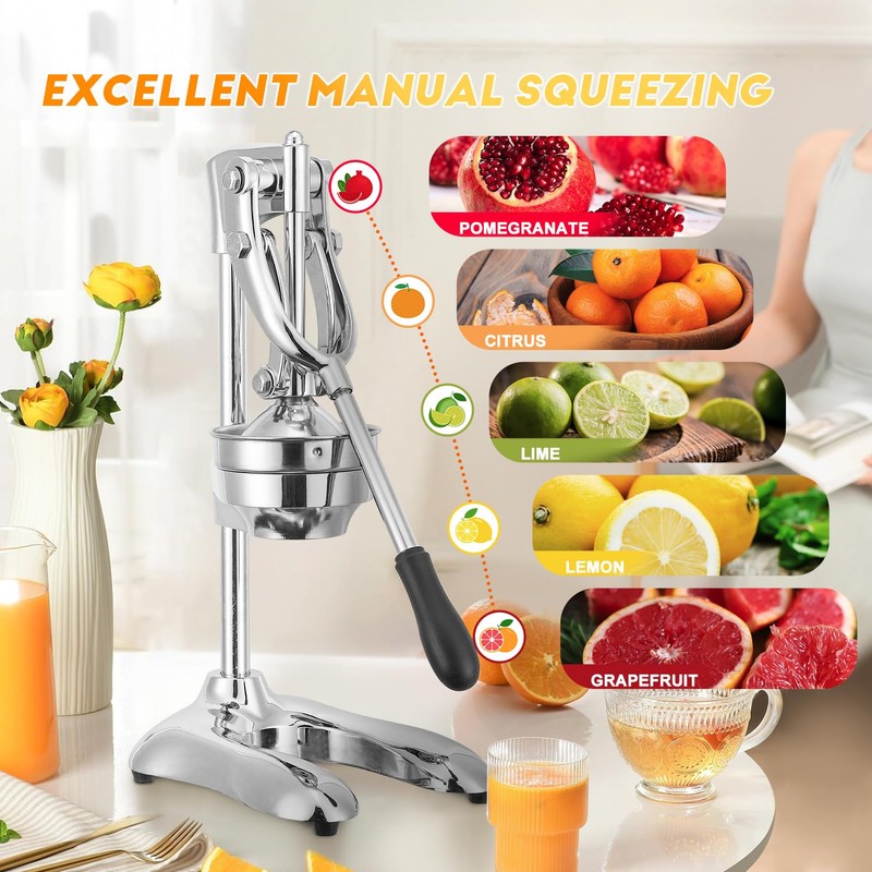 Moongiantgo Commercial Manual Juicer, Hand Press Citrus Juicer Extractor with