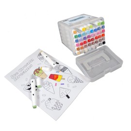 Cathedral Products Dual Tip Art Marker Pens Set | Vibrant Oil-Based Ink | Chisel and Fine Tips | Pack of 48 - Portable Storage Case
