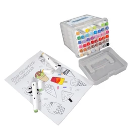 Cathedral Products Dual Tip Art Marker Pens Set | Vibrant Oil-Based Ink | Chisel and Fine Tips | Pack of 48 - Portable Storage Case