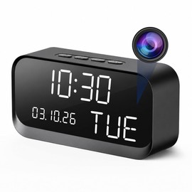 Clock Camera with 1080P HD Live, AI Human Motion Alerts, Night Vision, Dual-Band 2.4GHz/5GHz WiFi, Bluetooth Setup, Local & Cloud Storage, Smart Indoor Security Camera for Home, Office & Elder Care