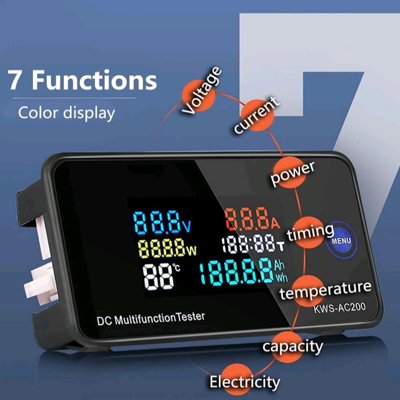 WANGCL DC Digital Voltage and Current Meters DC200-100A Energy Monitor