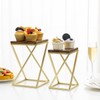 MyGift Dessert Riser Stands, Modern Twisting Geometric Brass Tone Metal