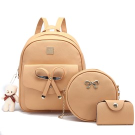 MACCINELO Cute PU leather 3pcs set backpack mini purse shoulder bag for women girls Rucksack for Ladies Shoulder Bag over 5 years old