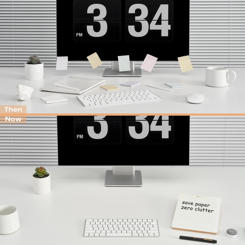 Desktop Glass Whiteboard with Reversible Wood Stand, Small White Board,
