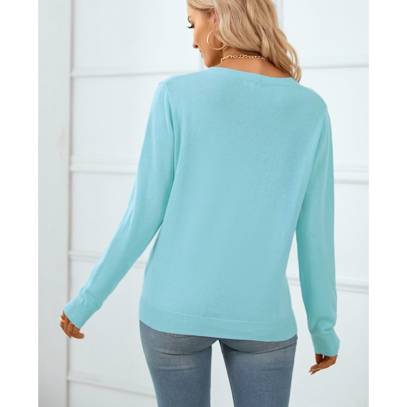 QUALFORT - Suéter de punto suave 100% algodón para mujer,