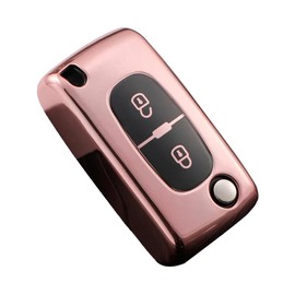 KUNIO Car Key Protective Case Fits Peugeot 207 307 407 308 607 3008 5008 Fits Citroen C3 C4 Picasso Berlingo DS3 Key Case TPU Key Cover Key Case 2 Buttons Pink D