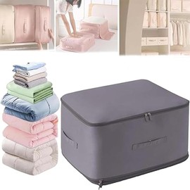Ultra Space Saving Self Compression Organizer, 2025 Upgrades Space Saver Vacuum Storage Bags for Comforter Clothing with Zipper, Jumbo Vacuum Storage Bags(54 * 42 * 60CM,Gray)