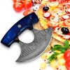 MOHID ENT Damascus ulu knife with leather sheath, 6" Best